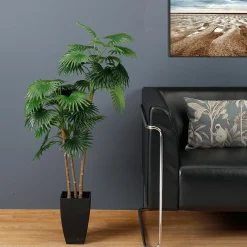 Clearance DecoWoerner Fertig Eingetopfte Fächer-Kunstpalme 105 Cm grün