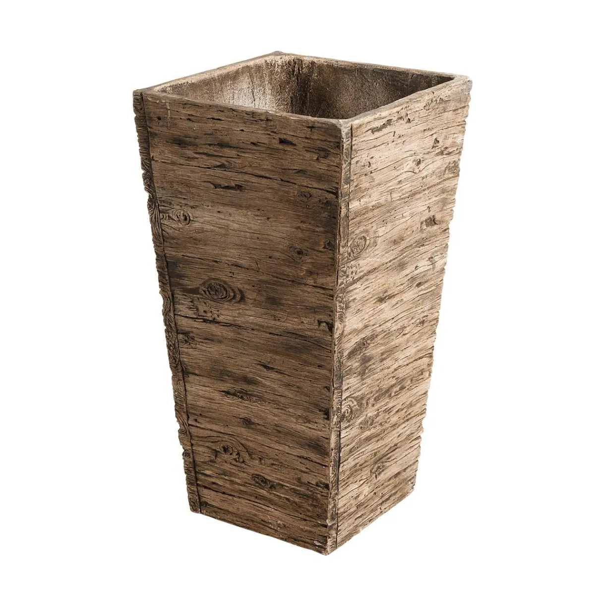 Best DecoWoerner Fiberglas Pflanzenkübel-Set , In Holzoptik 50, 65, 75 Cm Hoch braun