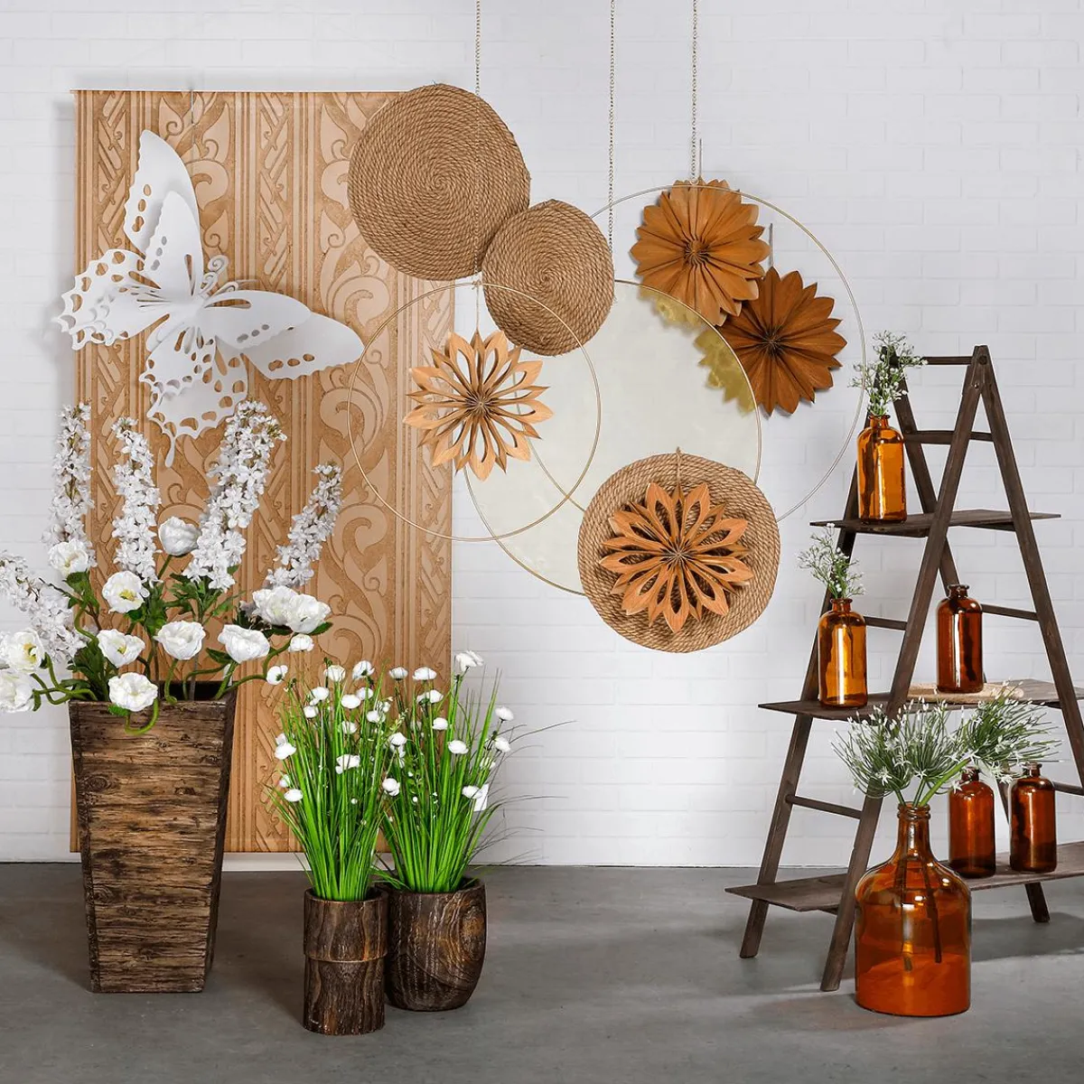 Best DecoWoerner Fiberglas Pflanzenkübel-Set , In Holzoptik 50, 65, 75 Cm Hoch braun