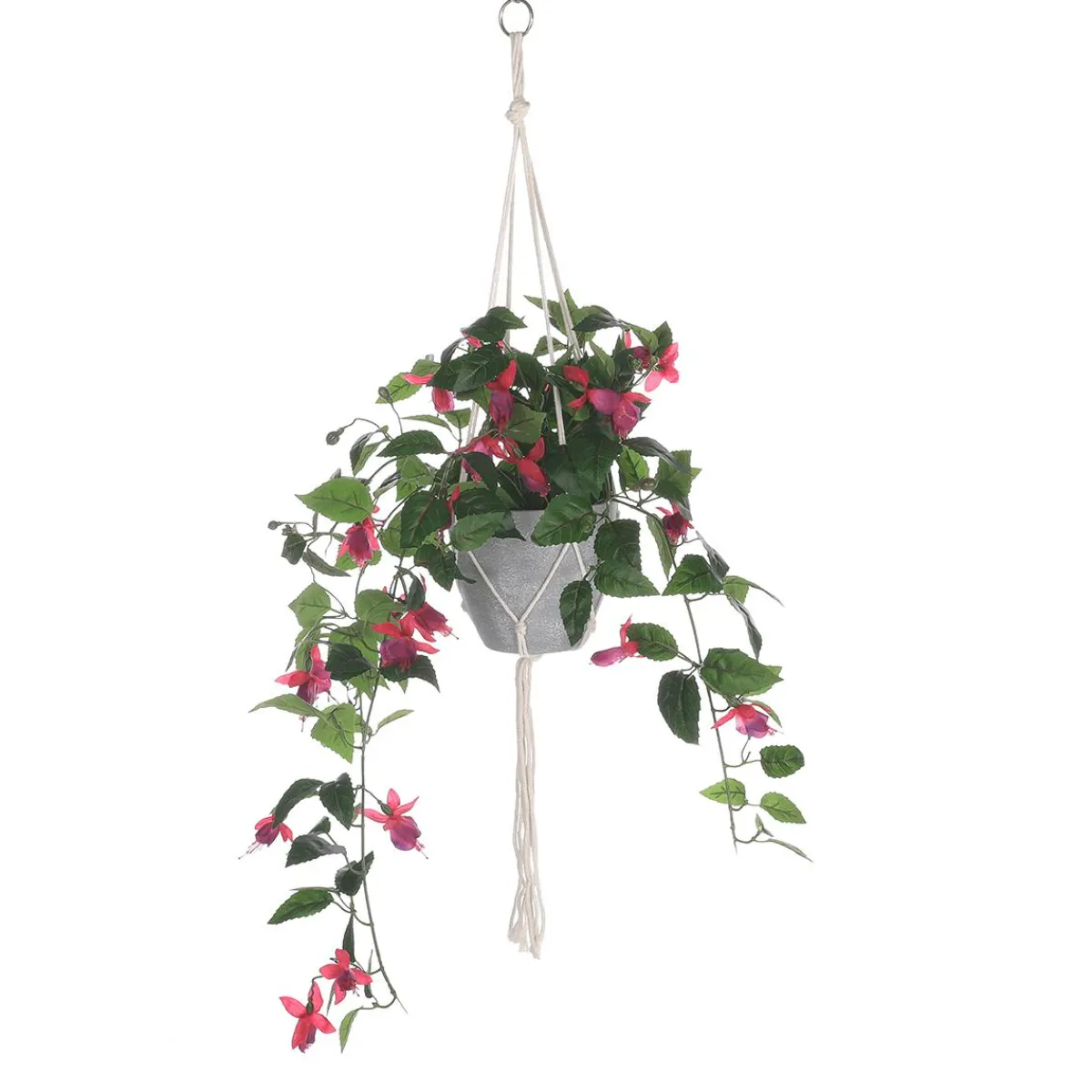 Sale DecoWoerner Fuchsien Kunstblumen-Hänge-Ampel Im Topf 85 Cm violett