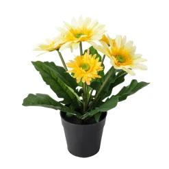New DecoWoerner Gerbera-Kunstblume Im Topf , 30 Cm gelb