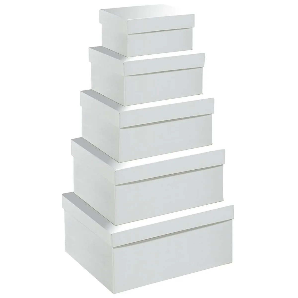 Online DecoWoerner Geschenk-Boxen-Set Mit Deckel Metallic 5 Stück weiß