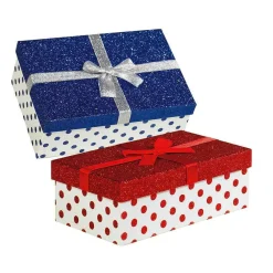 Best DecoWoerner Geschenkboxen-Set Weiß/rot/blau, 6tlg. mehrfarbig