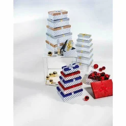 Best DecoWoerner Geschenkboxen-Set Weiß/rot/blau, 6tlg. mehrfarbig