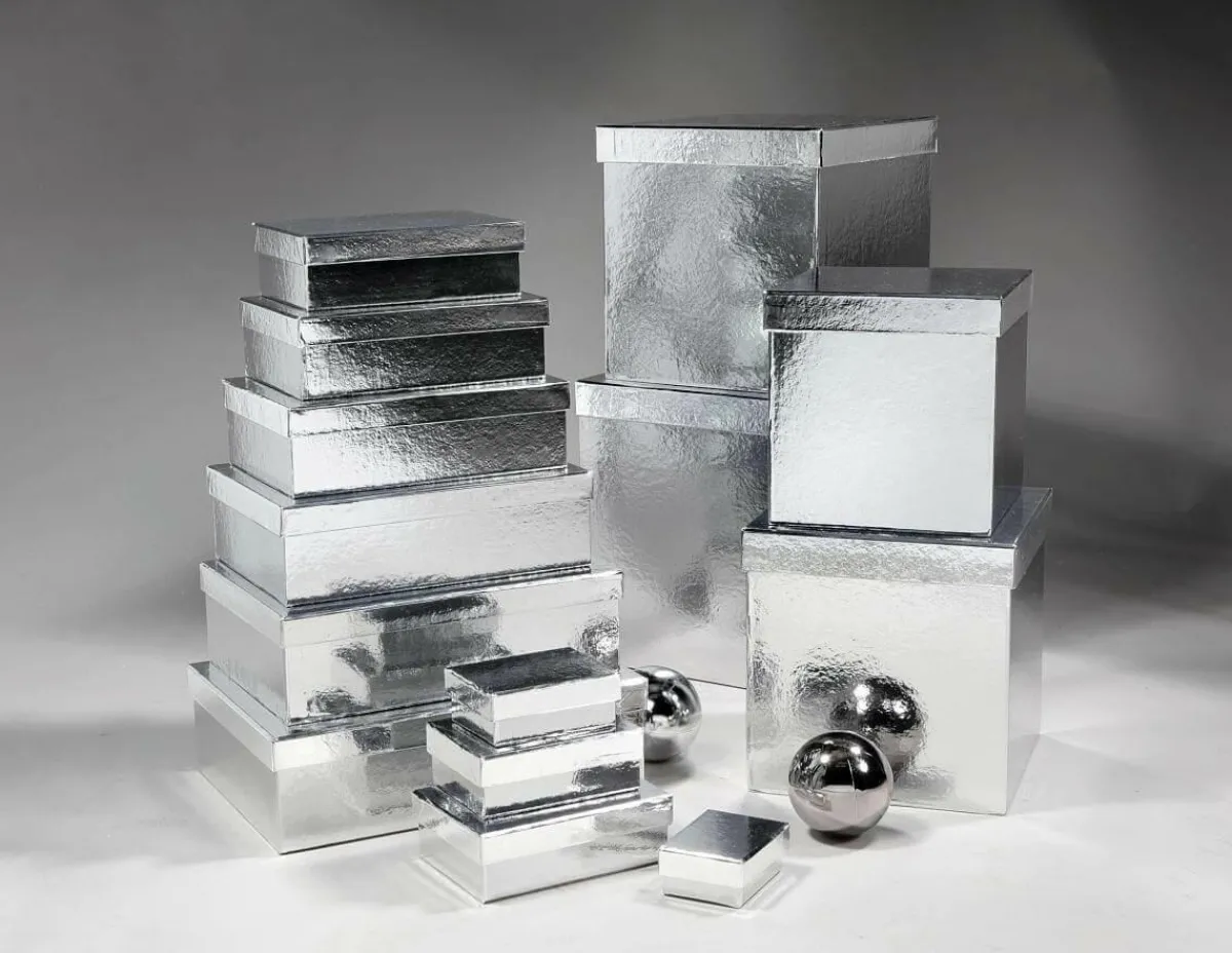 New DecoWoerner Geschenkkartonage, , 4tlg. silber
