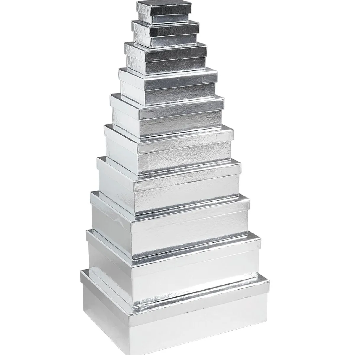 Online DecoWoerner Geschenkkartonagen Geschenkboxen , 10 Stück 6,5 X 3,5 X 8,5 Bis 22 X 9,5 X 31 Cm (B X H X L) silber
