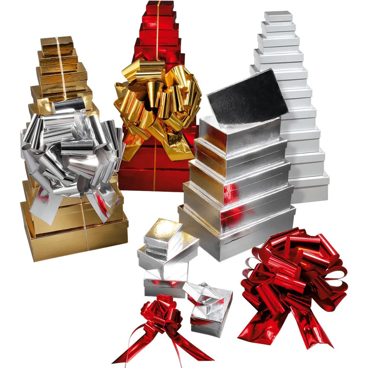 Online DecoWoerner Geschenkkartonagen Geschenkboxen , 10 Stück 6,5 X 3,5 X 8,5 Bis 22 X 9,5 X 31 Cm (B X H X L) silber