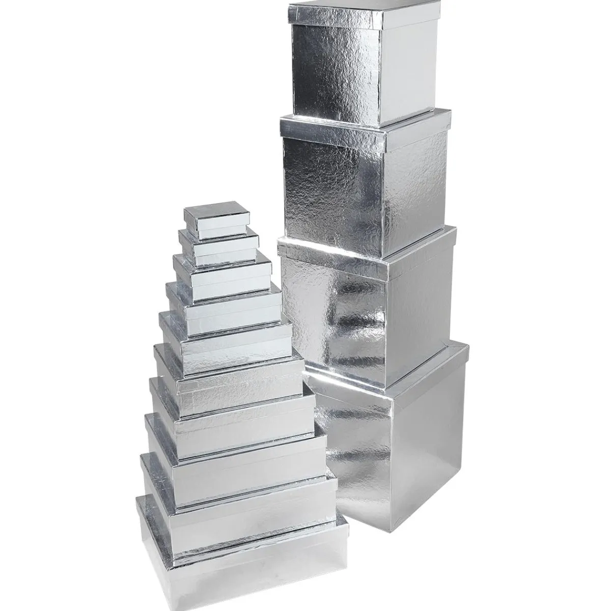 Online DecoWoerner Geschenkkartonagen Geschenkboxen , 10 Stück 6,5 X 3,5 X 8,5 Bis 22 X 9,5 X 31 Cm (B X H X L) silber