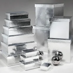 Online DecoWoerner Geschenkkartonagen Geschenkboxen , 10 Stück 6,5 X 3,5 X 8,5 Bis 22 X 9,5 X 31 Cm (B X H X L) silber