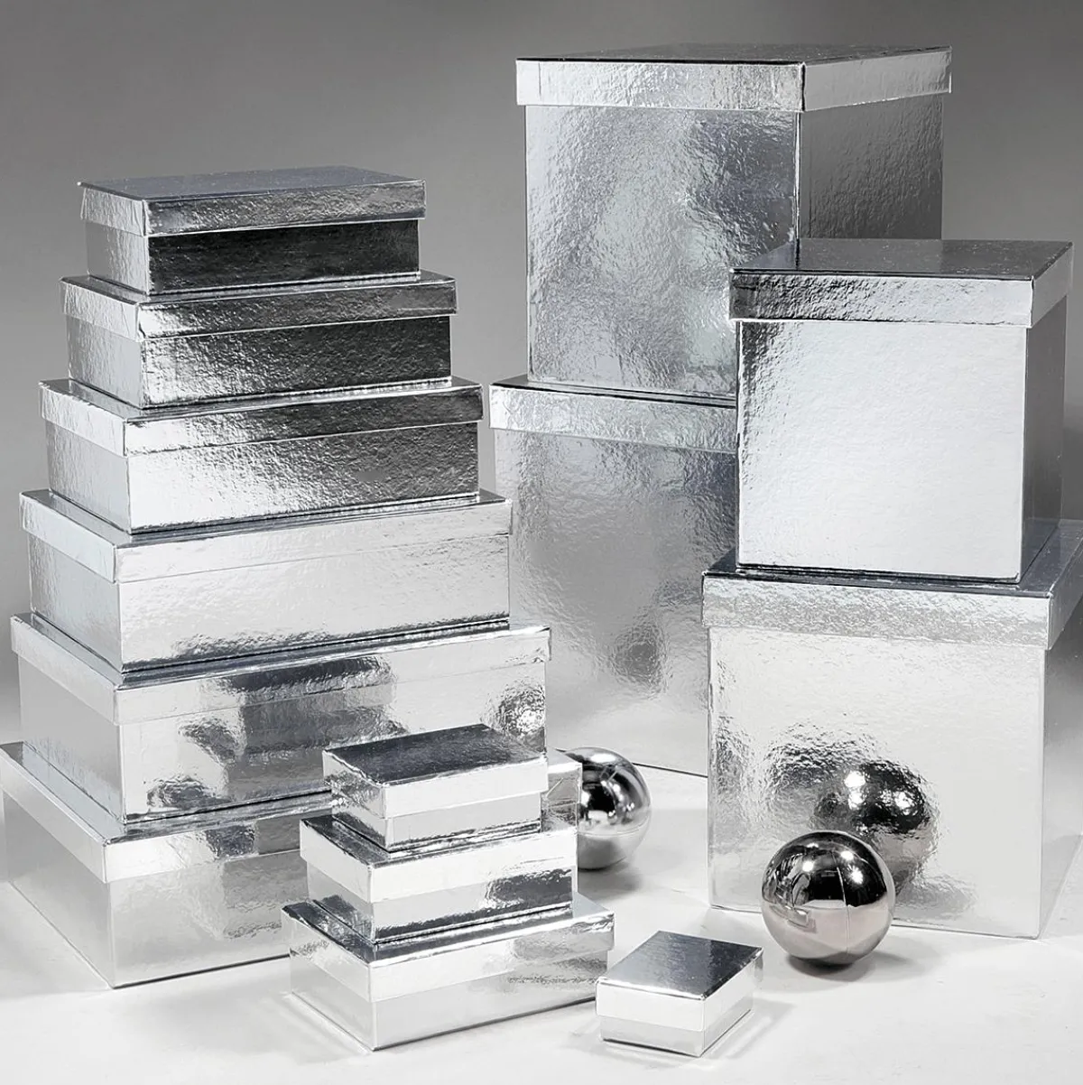 Online DecoWoerner Geschenkkartonagen Geschenkboxen , 10 Stück 6,5 X 3,5 X 8,5 Bis 22 X 9,5 X 31 Cm (B X H X L) silber