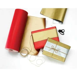 New DecoWoerner Geschenkpapier Bicolor Secare Rolle 70 Cm, 250 M, /gold rot