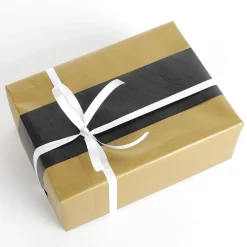 DecoWoerner Geschenkpapier Bicolor Secare Rolle 50 Cm, 100 M, Gold schwarz