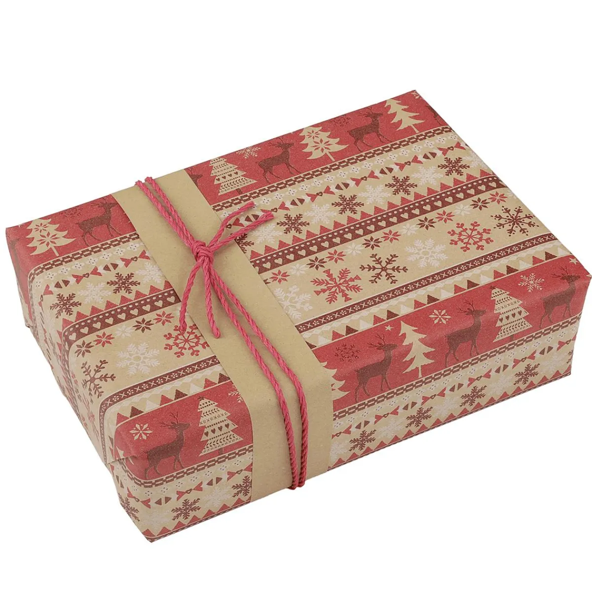 Best DecoWoerner Geschenkpapier Norweger Natur / rot