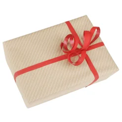Hot DecoWoerner Geschenkpapier Streifen Braun / Weiß, 70cm Breit, 40 M Rolle