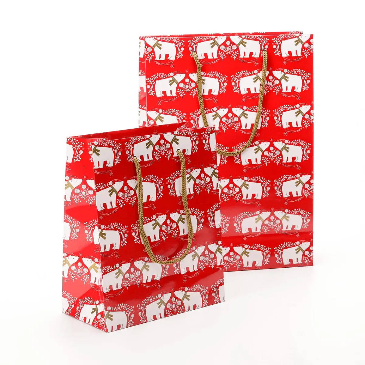 New DecoWoerner Geschenktasche Eisbär 12-er Pack 23 X 19 X 10 Cm, 150 Gr/m² rot