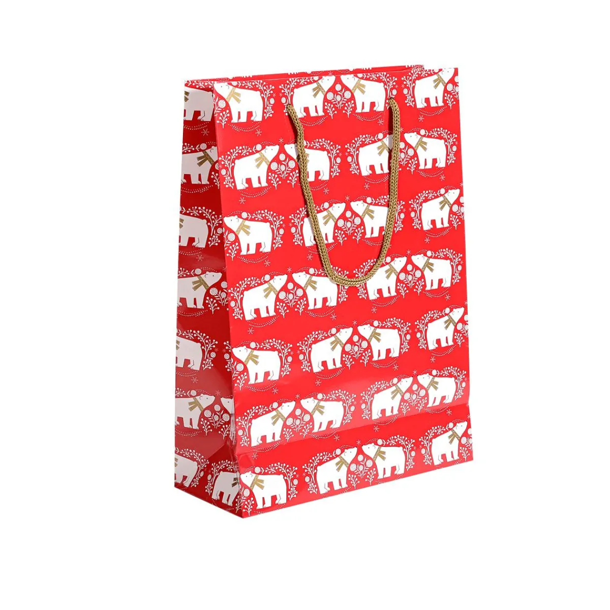 Hot DecoWoerner Geschenktasche Eisbär 12er Set 33,5 X 24 X 10 Cm, 150 Gr/m² rot