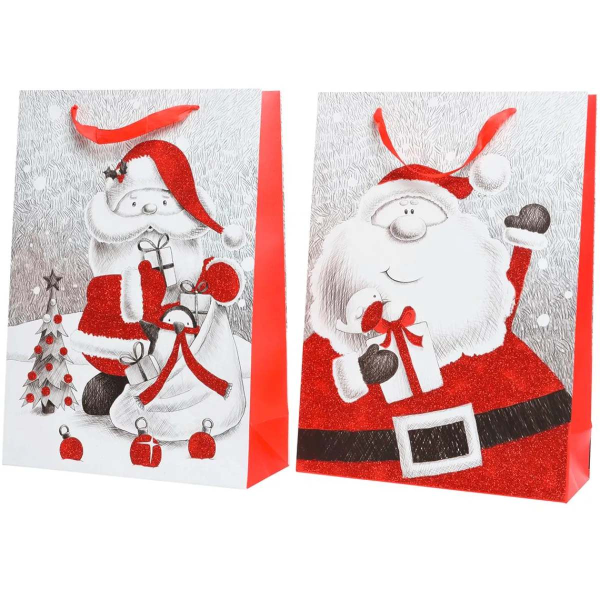Hot DecoWoerner Geschenktasche „Weihnachtsmann“ 6tlg. Set 48 Cm Hoch rot