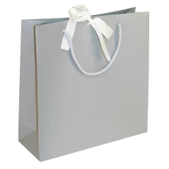 DecoWoerner Geschenktaschen, 27,5 X 27,5 Cm, 25 Stück 200g/m², Mit Passender Satinschleife Grau