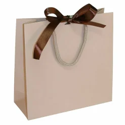 Outlet DecoWoerner Geschenktaschen, 20 X 20 Cm, Sand 25 Stück, 200 G/ M², Mit Passender Satinschleife braun