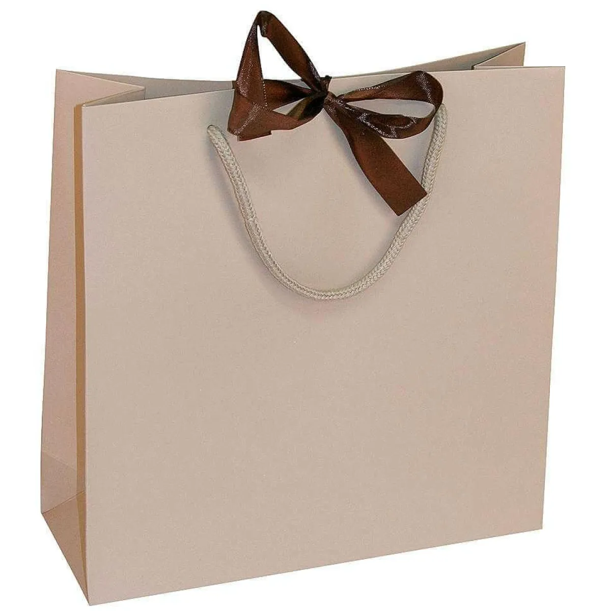 Outlet DecoWoerner Geschenktaschen, 27,5 X 27,5 Cm, Sand 25 Stück, 200g/m², Mit Passender Satinschleife braun