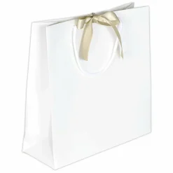 Sale DecoWoerner Geschenktaschen, 27,5 X 27,5 Cm, 25 Stück 200g/m², Mit Passender Satinschleife weiß