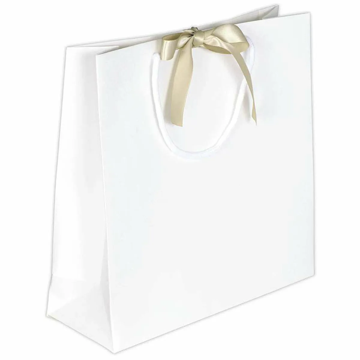 Sale DecoWoerner Geschenktaschen, 27,5 X 27,5 Cm, 25 Stück 200g/m², Mit Passender Satinschleife weiß