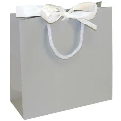 Best DecoWoerner Geschenktaschen, 20 X 20 X 8 Cm, 25 Stück, 200 G/ M², Mit Passender Satinschleife Grau