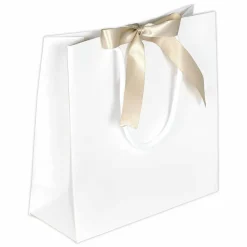 Clearance DecoWoerner Geschenktaschen, 20 X 20 X 8 Cm 25 Stück, 200 G M² Mit Satinschleife weiß