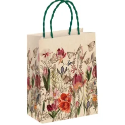 New DecoWoerner Geschenk-Tragetasche "Flower Garden" 18 X 24 X 8 Cm 10 Stück braun