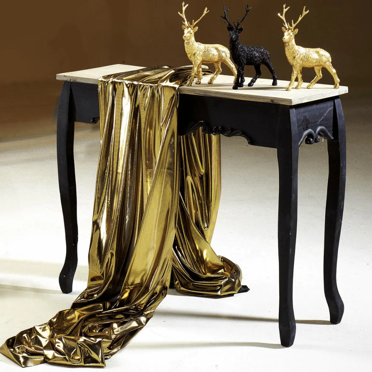 Sale DecoWoerner Glanzstoff Folienjersey 110 Cm Breit gold