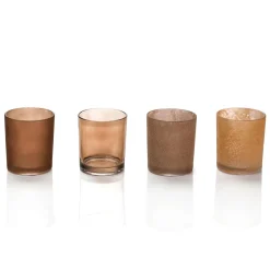 Hot DecoWoerner Glas Teelichthalter-Set 4 Stück 7 X 8 Cm braun