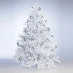 New DecoWoerner Glitzer-Weihnachtskugeln In Hell Aus Kunststoff, 6 Cm Ø – 6 Stück blau