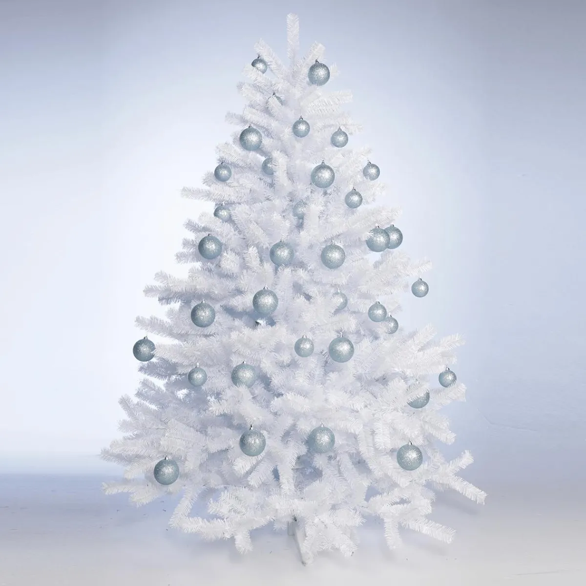 New DecoWoerner Glitzer-Weihnachtskugeln In Hell Aus Kunststoff, 6 Cm Ø – 6 Stück blau