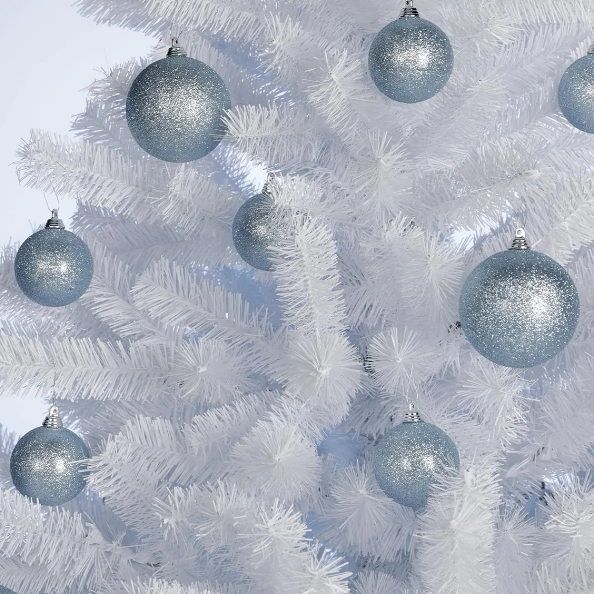 New DecoWoerner Glitzer-Weihnachtskugeln In Hell Aus Kunststoff, 6 Cm Ø – 6 Stück blau