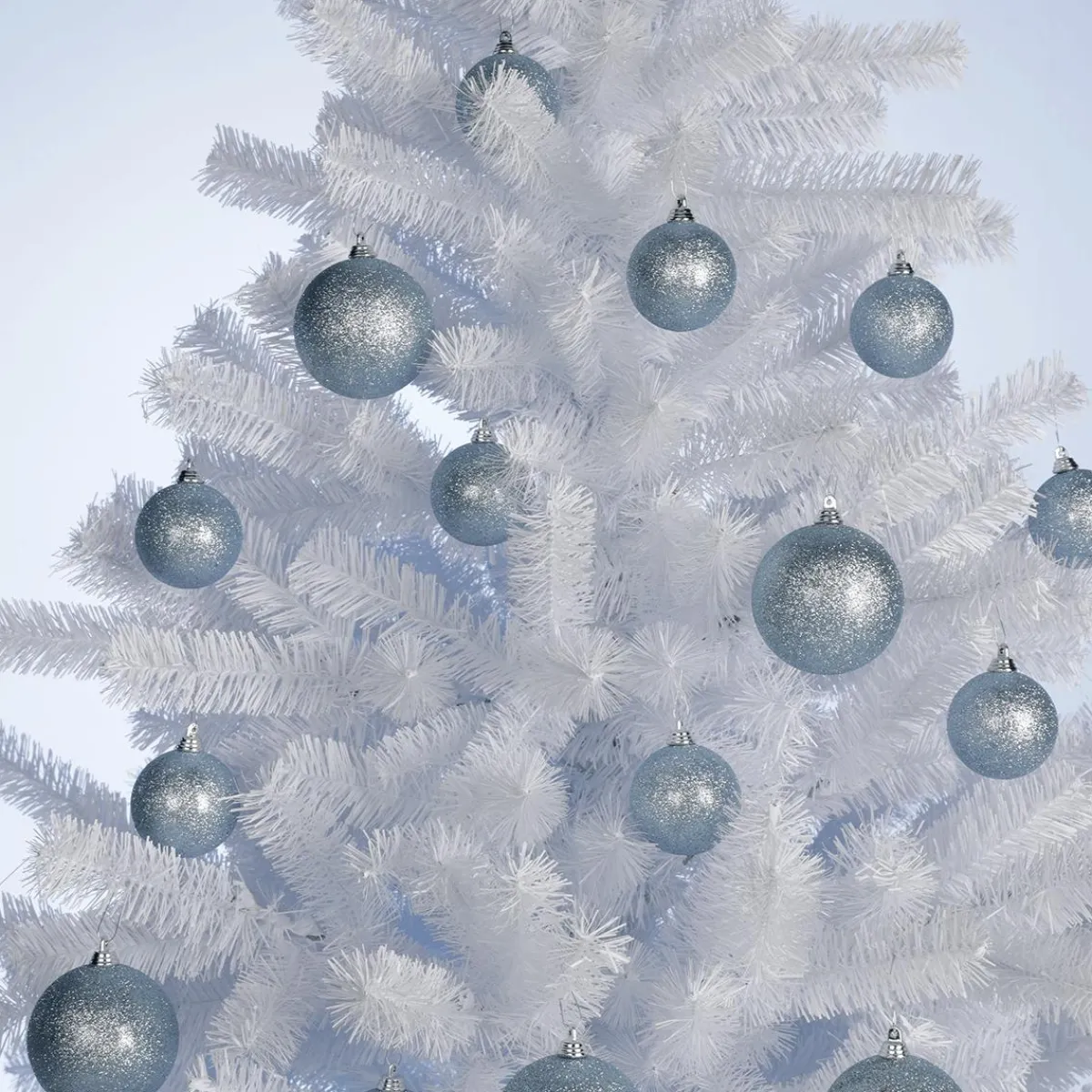 New DecoWoerner Glitzer-Weihnachtskugeln In Hell Aus Kunststoff, 6 Cm Ø – 6 Stück blau