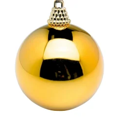 Discount DecoWoerner Glänzende, Dunkelene Weihnachtskugeln Aus Kunststoff, 6 Cm Ø – 24 Stück gold