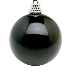 DecoWoerner Glänzende, e Weihnachtskugeln Aus Kunststoff, 8 Cm Ø – 12 Stück schwarz