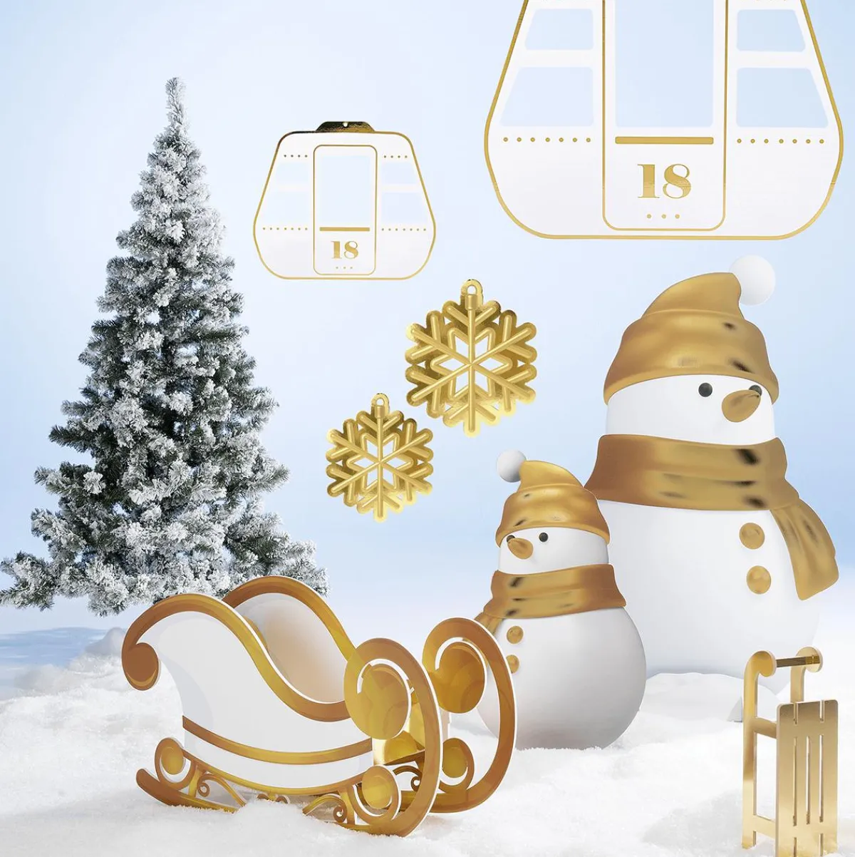 Clearance DecoWoerner Gondel Display Weiß / Gold 38 X 31 Cm