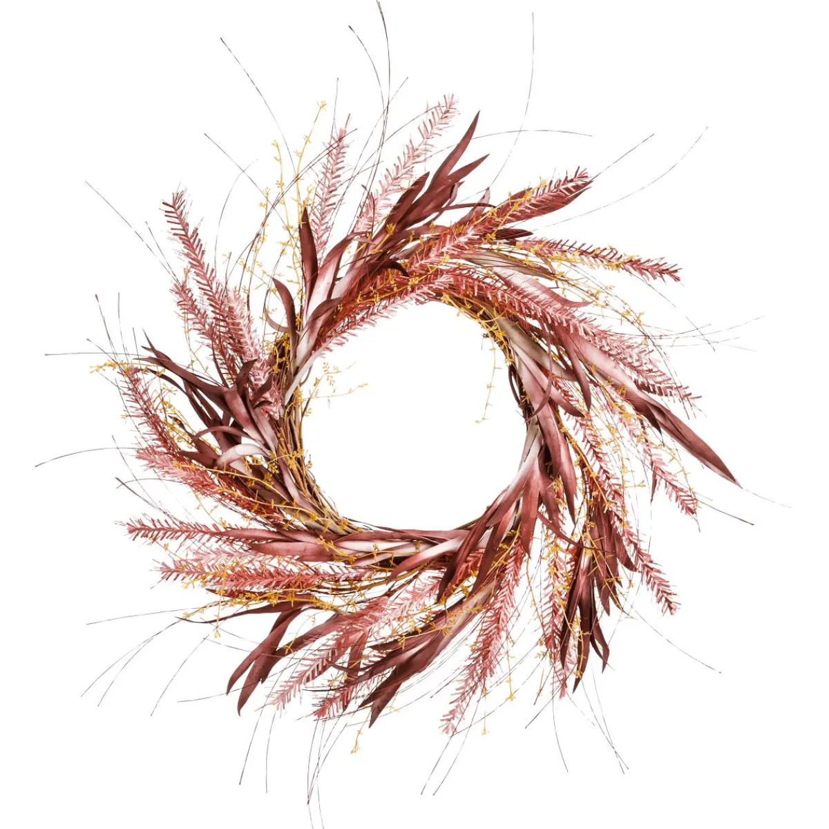 Clearance DecoWoerner Herbstlicher XXL Deko-Türkranz Lampenputzergras-Mix Mit em Eukalyptus 70 Cm Ø rot