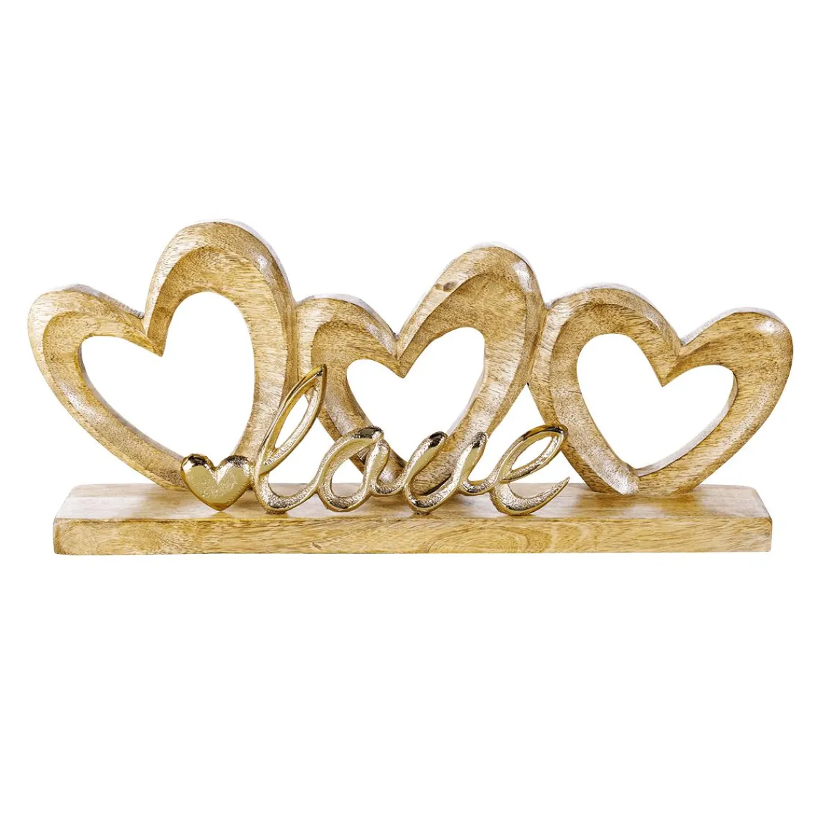 Discount DecoWoerner Herz-Holz-Aufsteller Mit Love-Buchstaben 35 X 5 X 16 Cm braun