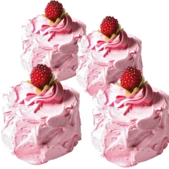 Best DecoWoerner Himbeertörtchen-Attrappe, Pack à 4 Stück rosa