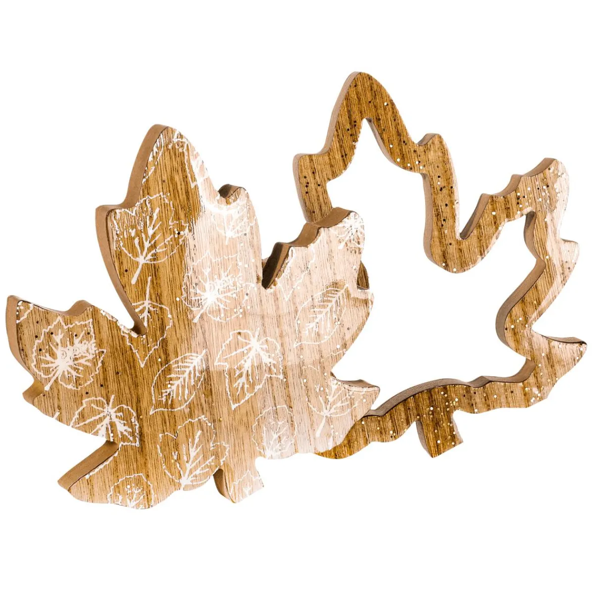 Best DecoWoerner Holz Deko Ahornblätter Set 2 Stück braun