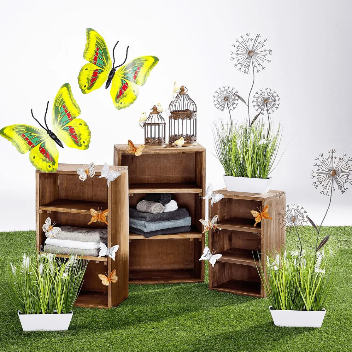 Best DecoWoerner Holz Deko Regale 3 Stück, 50 Cm, 65 Cm, 70 Cm Hoch Naturholz