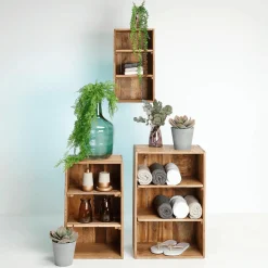 Best DecoWoerner Holz Deko Regale 3 Stück, 50 Cm, 65 Cm, 70 Cm Hoch Naturholz
