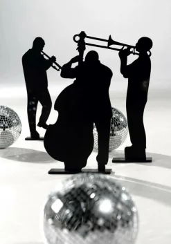 New DecoWoerner Holzaufsteller "Kubanische Musiker" 50 Cm schwarz