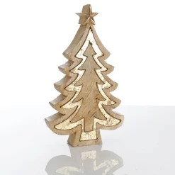 Clearance DecoWoerner Holz-Aufsteller "Tanne" 26 Cm Hoch gold