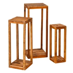 Online DecoWoerner Holz-Beistell-Tische Säulen-Set 60, 75, 90 Cm braun