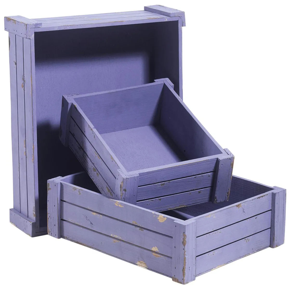 Sale DecoWoerner Holzkisten-Satz, Lila violett