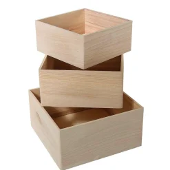 Best DecoWoerner Holzkisten-Satz Quadratisch, Set à 3 Stück Naturholz