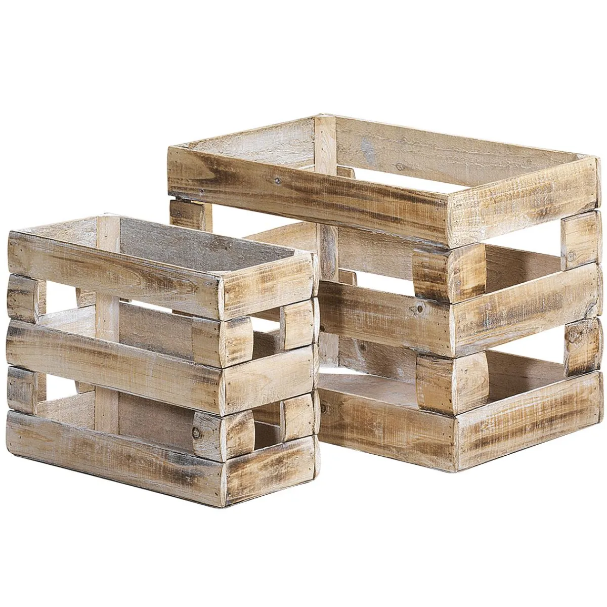 Discount DecoWoerner Holzkisten-Satz, 2tlg. Beige